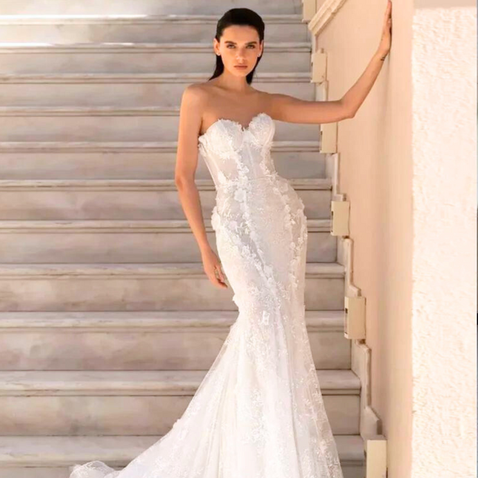 Mermaid Wedding Dress-Vintage Lace 3D Floral Bridal Gown | Wedding Dresses