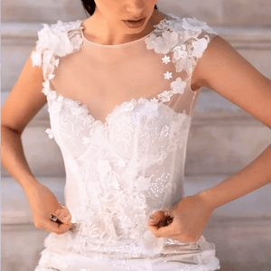 Vintage Mermaid Wedding Dress-3D Flower Lace Bridal Gown