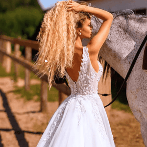 Bohemian Wedding Dress-Lace Beach A Line Bridal Gown