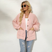 Load image into Gallery viewer, Womens Jacket-Button Down Dropped Shoulder Jacket with Pockets
