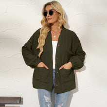 Load image into Gallery viewer, Womens Jacket-Button Down Dropped Shoulder Jacket with Pockets
