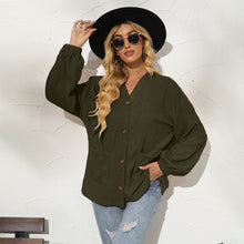 Load image into Gallery viewer, Womens Jacket-Button Down Dropped Shoulder Jacket with Pockets
