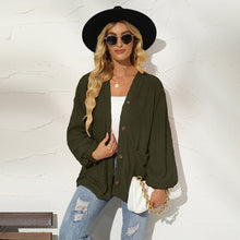 Load image into Gallery viewer, Womens Jacket-Button Down Dropped Shoulder Jacket with Pockets
