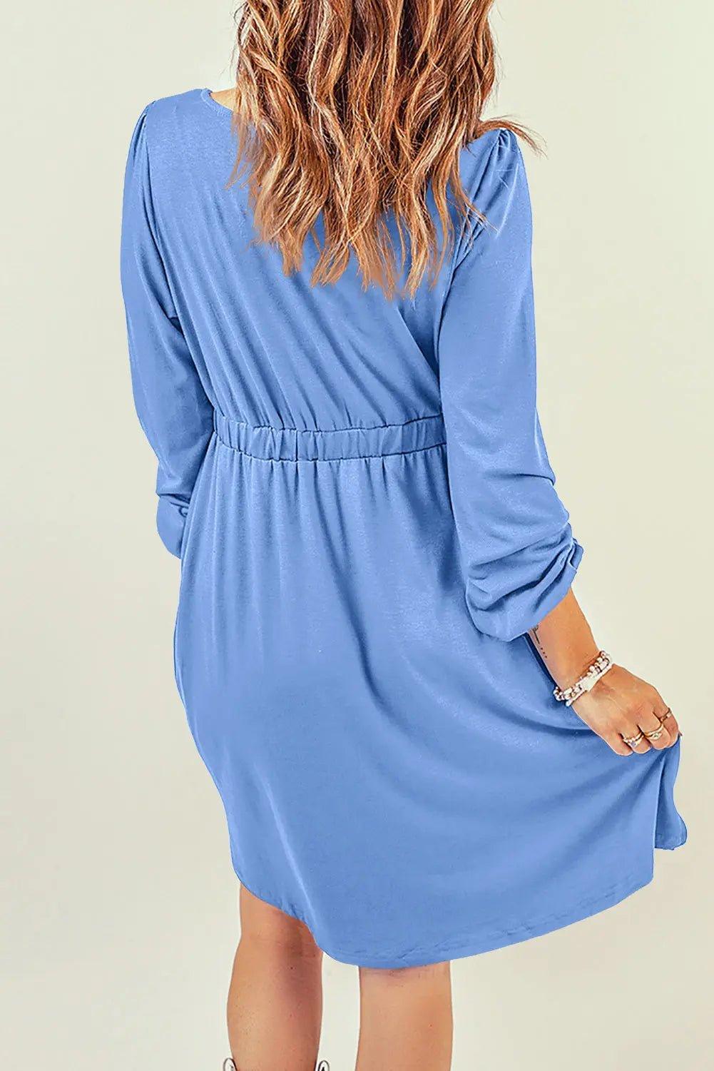 Womens Dress-Button Down Long Sleeve Dress with Pockets | Dresses/Midi Dresses