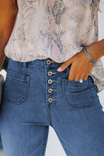 Load image into Gallery viewer, Skinny Blue Jeans-Button Fly Skinny Jeans with Pockets | Blue Jeans
