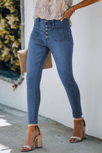 Load image into Gallery viewer, Skinny Blue Jeans-Button Fly Skinny Jeans with Pockets | Blue Jeans
