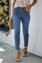 Load image into Gallery viewer, Skinny Blue Jeans-Button Fly Skinny Jeans with Pockets | Blue Jeans
