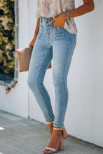 Load image into Gallery viewer, Skinny Blue Jeans-Button Fly Skinny Jeans with Pockets | Blue Jeans
