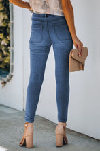 Load image into Gallery viewer, Skinny Blue Jeans-Button Fly Skinny Jeans with Pockets | Blue Jeans
