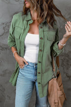 Load image into Gallery viewer, Womens Blouse-Button Front Shacket with Pockets | Coat &amp; Jacket &amp; Cardigan
