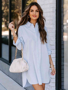 Womens Dress-Button Up Collared Neck Long Sleeve Shirt Dress | Dresses/T Shirt Dresses