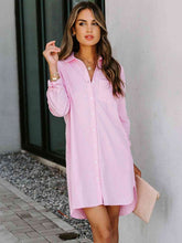 Load image into Gallery viewer, Womens Dress-Button Up Collared Neck Long Sleeve Shirt Dress | Dresses/T Shirt Dresses
