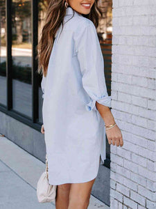 Womens Dress-Button Up Collared Neck Long Sleeve Shirt Dress | Dresses/T Shirt Dresses