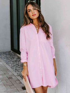 Womens Dress-Button Up Collared Neck Long Sleeve Shirt Dress | Dresses/T Shirt Dresses