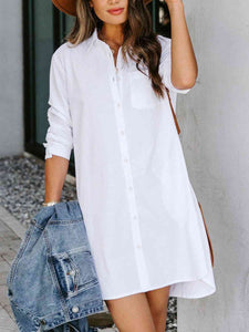 Womens Dress-Button Up Collared Neck Long Sleeve Shirt Dress | Dresses/T Shirt Dresses