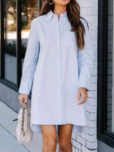 Load image into Gallery viewer, Womens Dress-Button Up Collared Neck Long Sleeve Shirt Dress | Dresses/T Shirt Dresses
