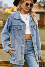 Load image into Gallery viewer, Womens Jacket-Buttoned Collared Neck Denim Jacket with Pockets
