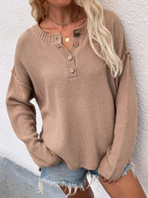 Load image into Gallery viewer, Buttoned Exposed Seam High-Low Sweater Broke Girl Philanthropy
