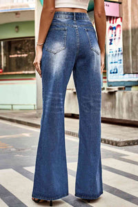 Blue Jeans-Buttoned Loose Fit Blue Jeans with Pockets | Blue Jeans