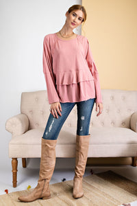 Pink Lace Top | Lace Detailing Tunic Blouse