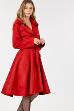 Load image into Gallery viewer, Red Suede Coat | Button Tacking Collar A Line Coat
