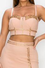 Load image into Gallery viewer, Studded Stone Cami Top &amp; Slit Mini Skirts Set
