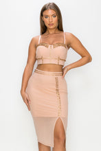 Load image into Gallery viewer, Studded Stone Cami Top &amp; Slit Mini Skirts Set
