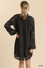 Load image into Gallery viewer, Jacquard Raglan Smocked Tie Neck Yoke Dress
