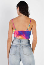 Load image into Gallery viewer, Multi Color Neon Tie-dye Lurex Cowl Neck Sleeveless Crop Top
