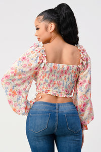 Sweetheart Top | Chic Floral Smocked Body Blouse