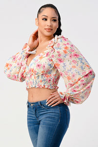 Sweetheart Top | Chic Floral Smocked Body Blouse