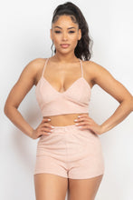 Load image into Gallery viewer, Terry Towel Bralette Top &amp; Mini Shorts Set
