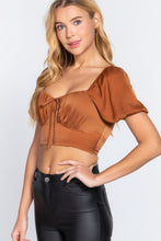 Load image into Gallery viewer, Satin Crop Top | Short Shirring Satin Crop Top
