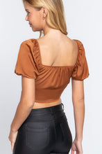 Load image into Gallery viewer, Satin Crop Top | Short Shirring Satin Crop Top
