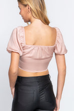 Load image into Gallery viewer, Satin Crop Top | Short Shirring Satin Crop Top
