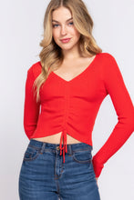 Load image into Gallery viewer, V-neck Shirring Tie Detail Sweater
