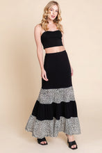 Load image into Gallery viewer, Long Tiered Contrast Fashion Skirt With Velvet Animal Print Mesh
