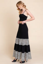 Load image into Gallery viewer, Long Tiered Contrast Fashion Skirt With Velvet Animal Print Mesh
