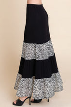 Load image into Gallery viewer, Long Tiered Contrast Fashion Skirt With Velvet Animal Print Mesh
