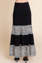 Load image into Gallery viewer, Long Tiered Contrast Fashion Skirt With Velvet Animal Print Mesh
