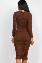 Load image into Gallery viewer, Ruched Long Sleeve Midi Dress
