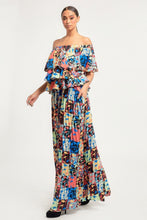 Load image into Gallery viewer, Printed Ruffle Top And Pleated Skirt Set
