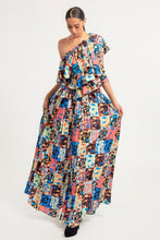 Load image into Gallery viewer, Printed Ruffle Top And Pleated Skirt Set
