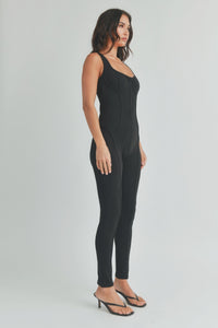 Black Solid Color Jumpsuit