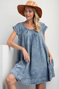 Denim Swing Dress | Stone Washed Mini Dress