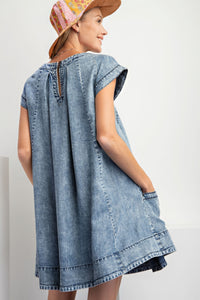 Denim Swing Dress | Stone Washed Mini Dress