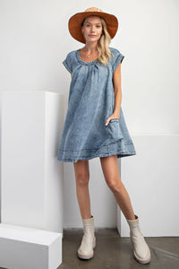 Denim Swing Dress | Stone Washed Mini Dress