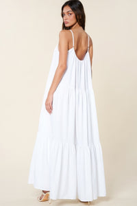 White Maxi Sun Dress With Pockets