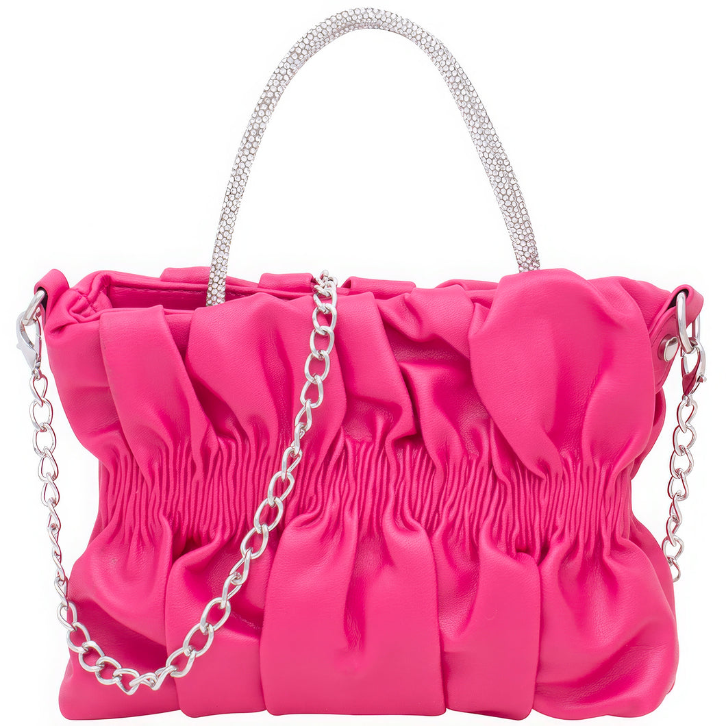 Pink Fashion Rhinestone Handle Design Bag