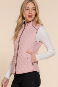 Quilted Vest in Elegant Beige Pink